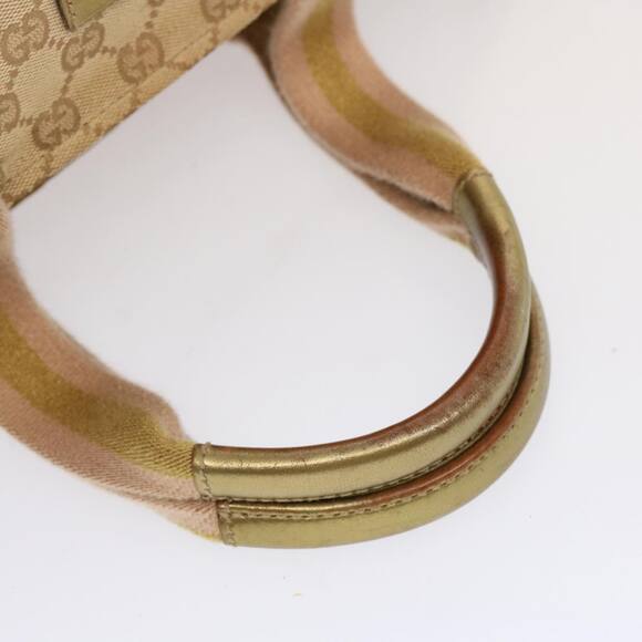GUCCI GG Canvas Sherry Line Hand Bag Beige Gold Pink - Picture 8 of 13